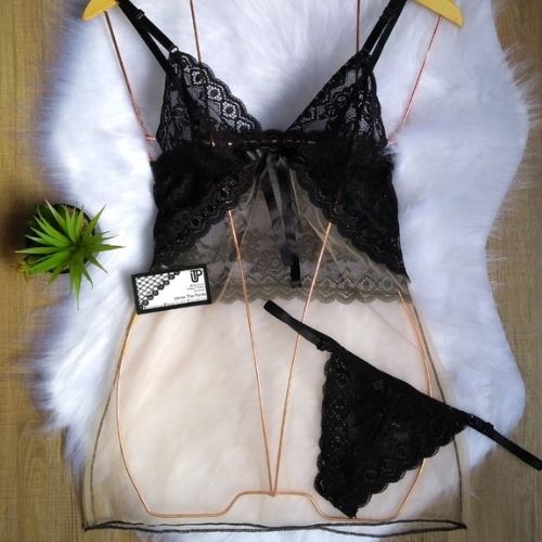 Conjunto de lingerie preta sexy